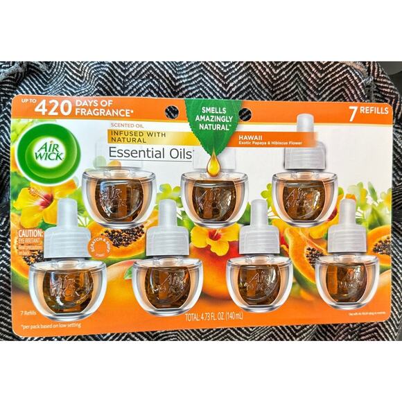 Air Wick Hawaii Exotic Papaya Hibiscus Scented Oil Refills 7 Count - Picture 1 of 7